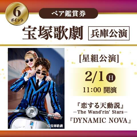 宝塚歌劇 ペア鑑賞券  (兵庫2/1公演)
